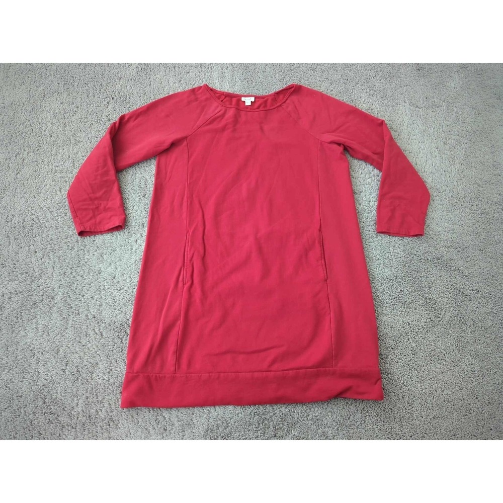 J Jillโ Pure Jill Sweatshirt Dress Womens L Red Long Sleeve Pockets Mini